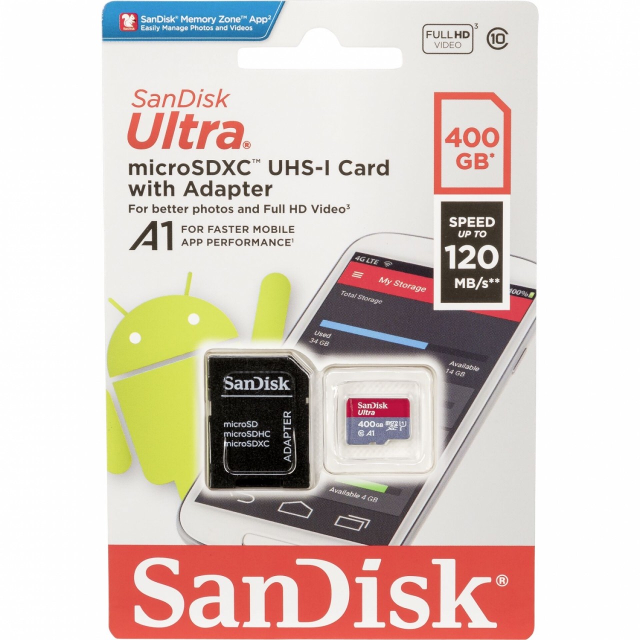 SanDisk Ultra microSDXC A1 400GB 120MB/s Adapt.SDSQUA4-400G-GN6MA