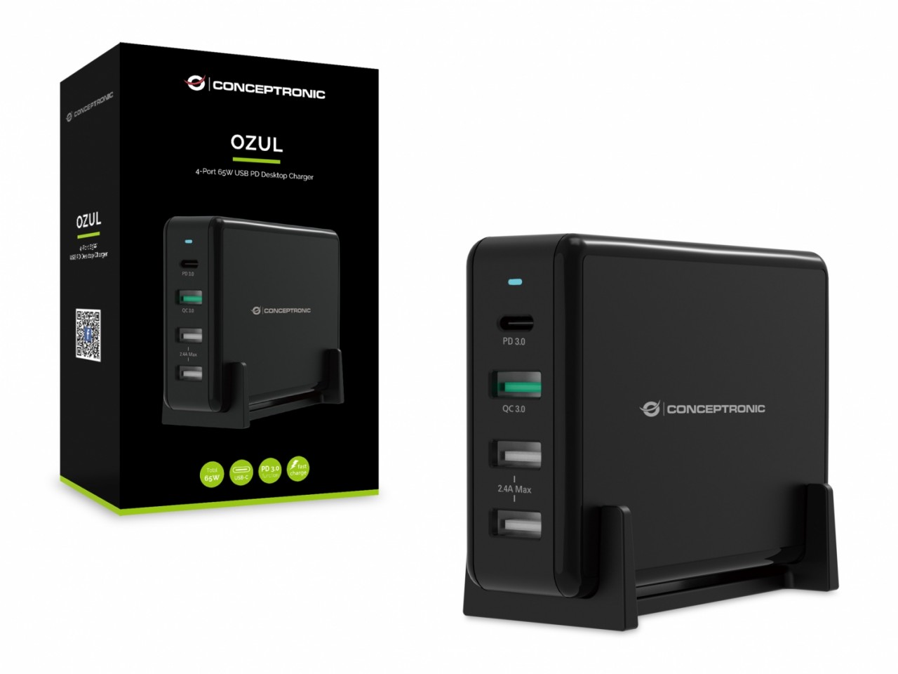 Conceptronic OZUL 4-Port 65W USB-PD Desktop-Ladegerät