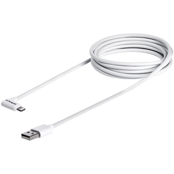 StarTech USBLT2MWR Lightning-Kabel USB-A Stecker auf Lightning-Stecker (90°), 2m, weiß