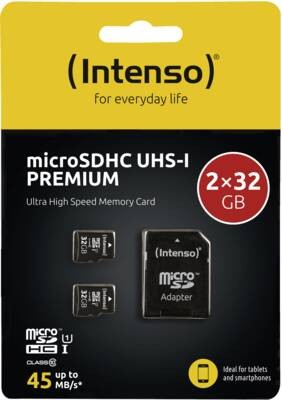 Intenso® Doppelpack microSDHC 32GB UHS-I Premium inkl. SD-Adapter