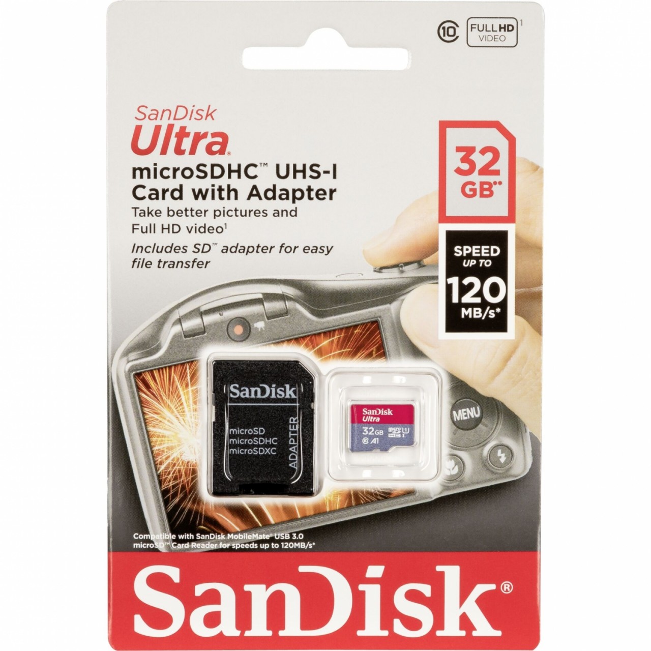 SanDisk Ultra microSDHC 32GB 120MB/s.Adapt.SDSQUA4-032G-GN6IA