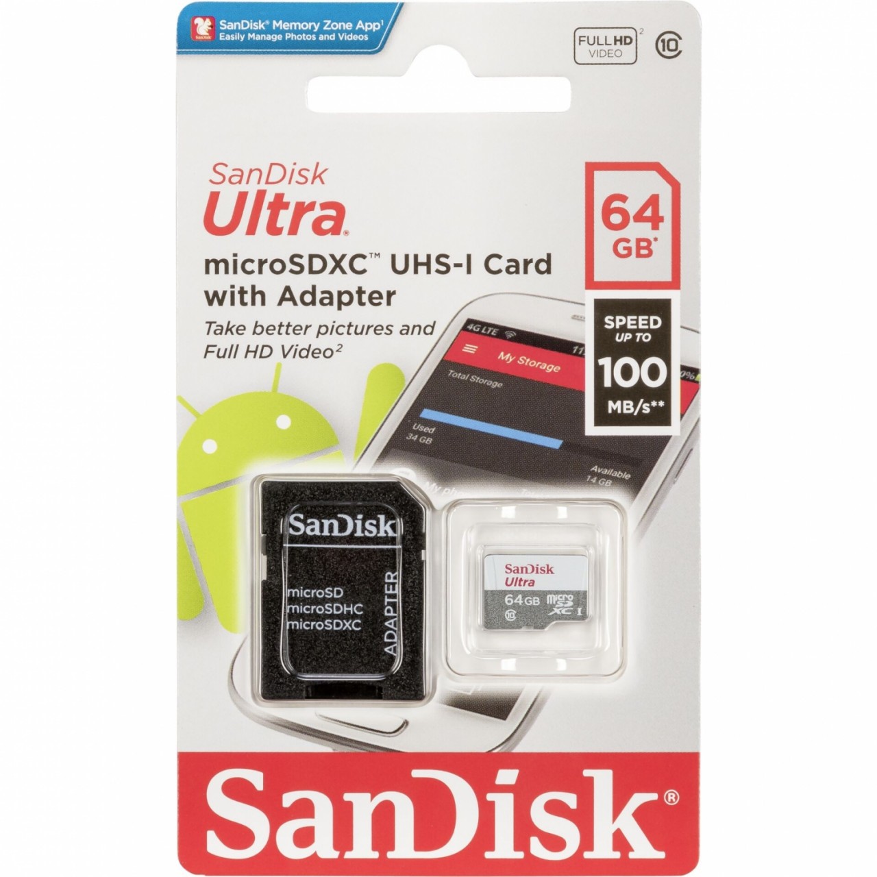 SanDisk Ultra Lite microSDXC Ad. 64GB 100MB/s SDSQUNR-064G-GN3MA