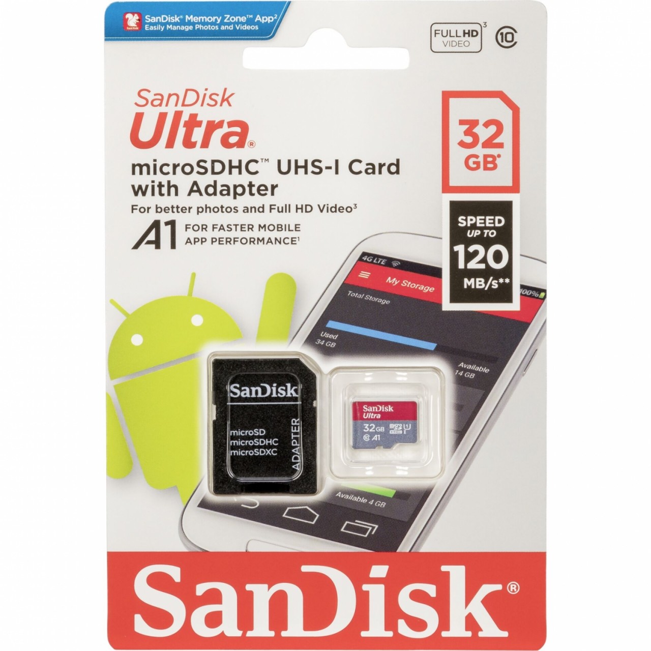 SanDisk Ultra microSDHC A1 32GB 120MB/s Adapt.SDSQUA4-032G-GN6MA